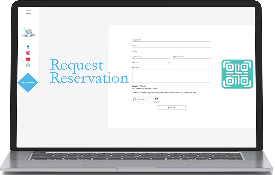 a hotel reservation request form on a landing page
