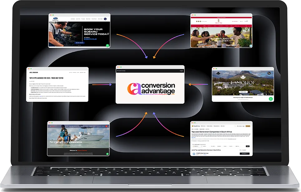 client and directory websites linking to conversion advantage on a laptop
